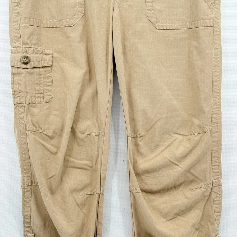 Eddie Bauer Cargo Pants Womens 8 Tan Ripstop Hiking Gorpcore Utilitarian Cropped